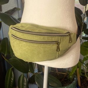 Handmade Double Pocket Faux Suede Fanny Pack/Hip Bag. Adjustable Waist Strap.